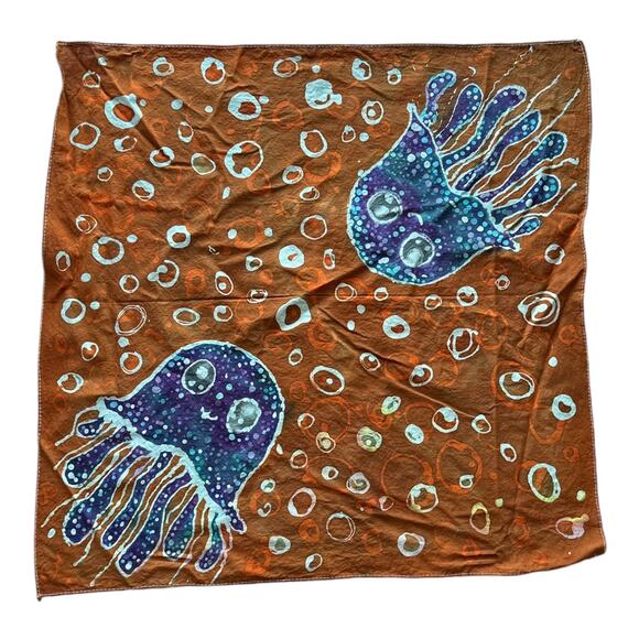 Handmade Batik Wall Art Jellyfish Window Art - Picture 1 of 8